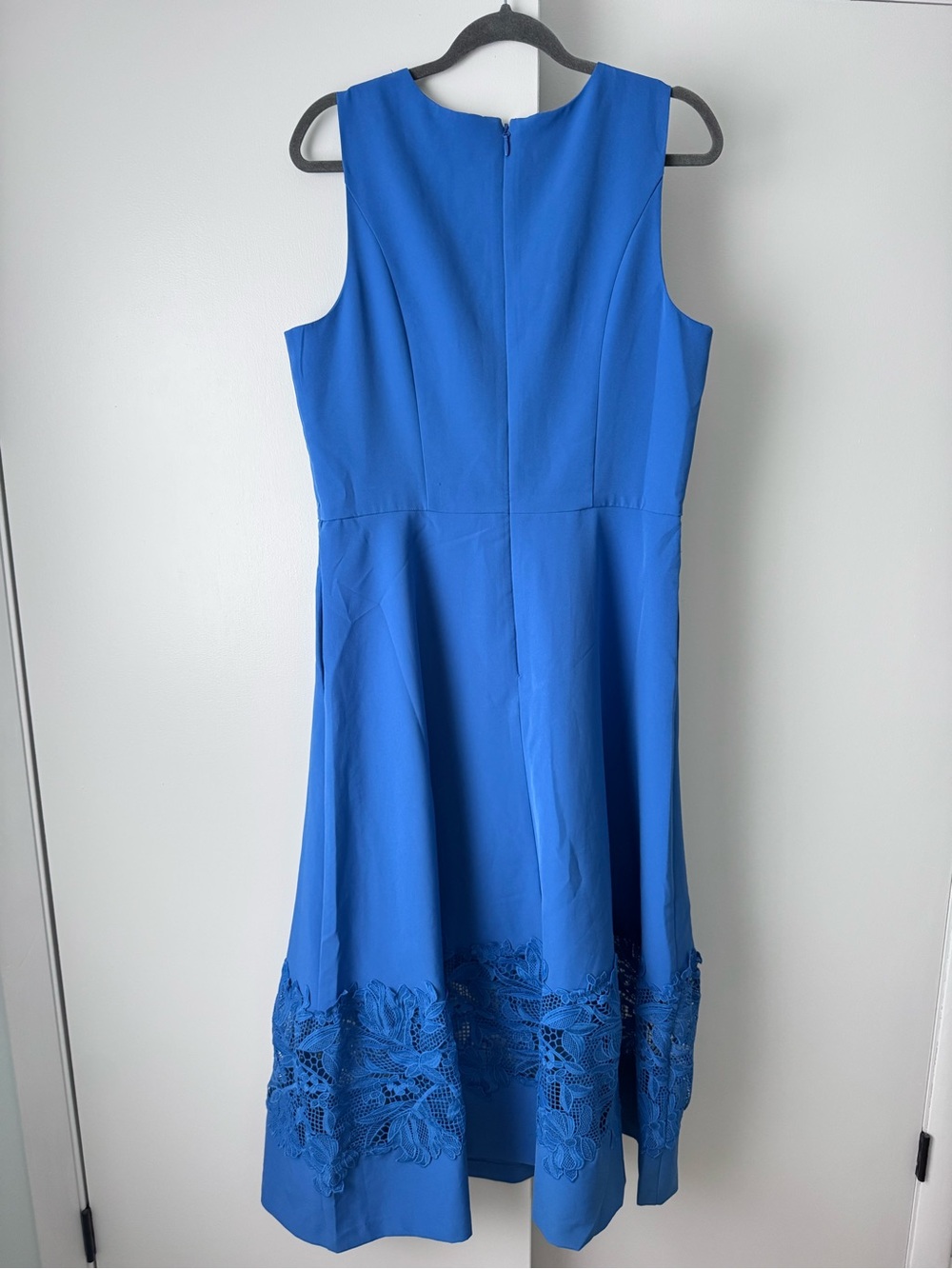 Kay Unger Vivianne Midi Dress in blue with lace trim size 14 - Picture 5 of 6